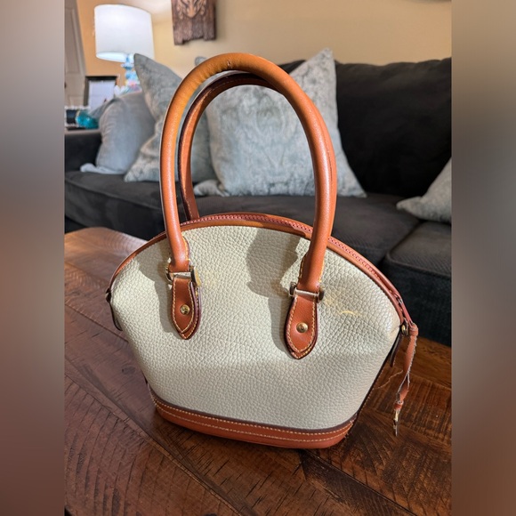 Dooney & Bourke pebble grain leather satchel cream and tan vintage - Picture 3 of 7